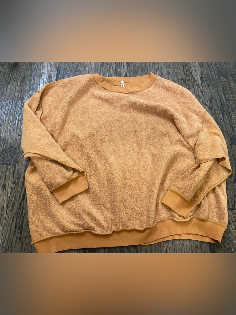 Free People Camel Cozy Fleece Crewneck Sweater